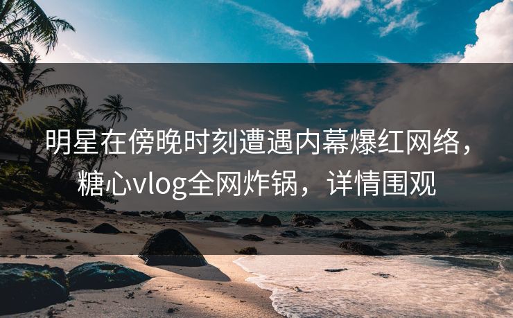 明星在傍晚时刻遭遇内幕爆红网络，糖心vlog全网炸锅，详情围观