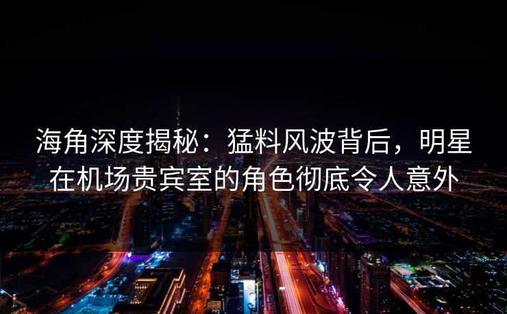 海角深度揭秘：猛料风波背后，明星在机场贵宾室的角色彻底令人意外
